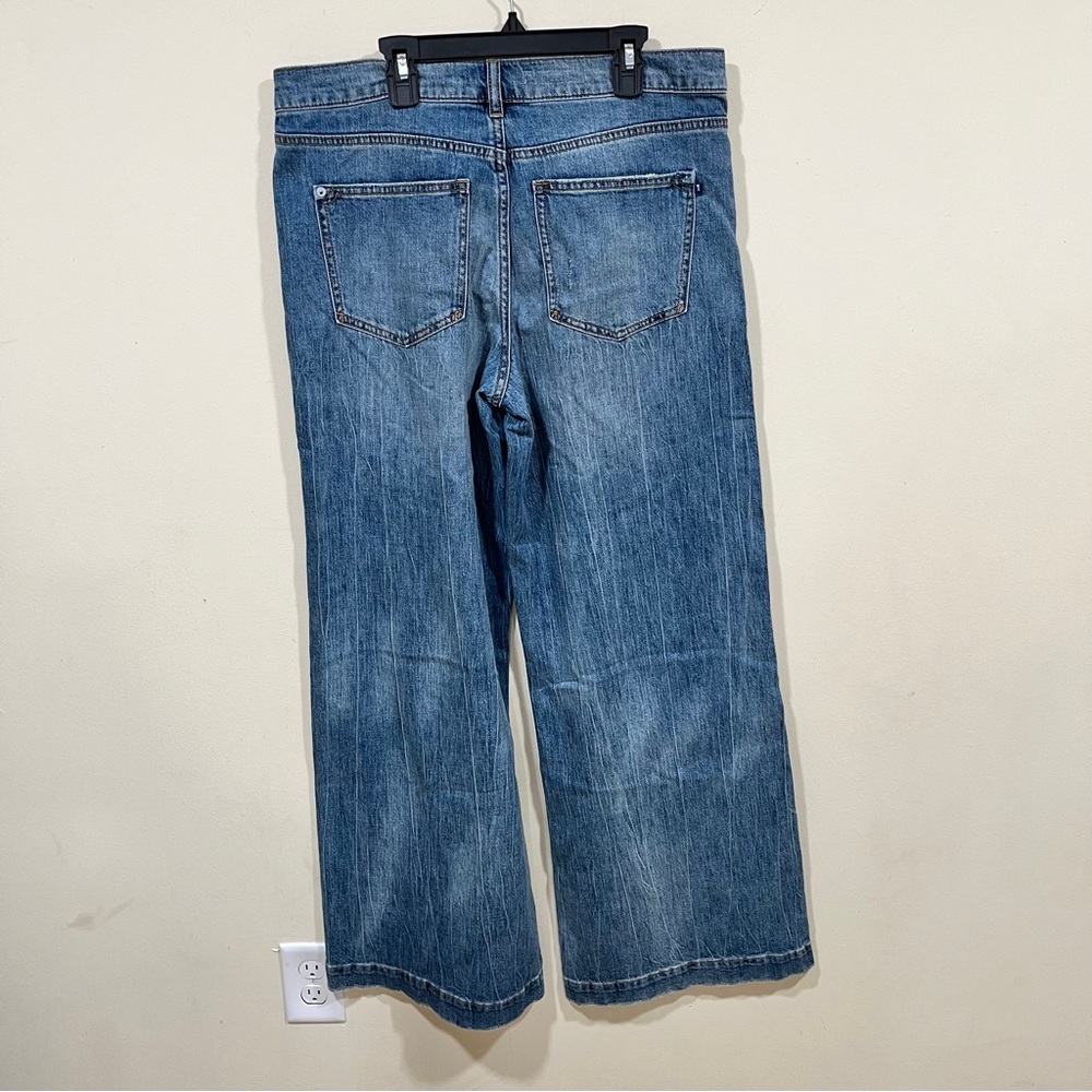 Pilcro Anthropologie brand wide-leg distressed denim  jeans blue size 30 EUC - Picture 6 of 9